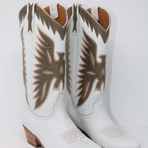 Frye Carrie Firebird Mid White Western Leather Boo
